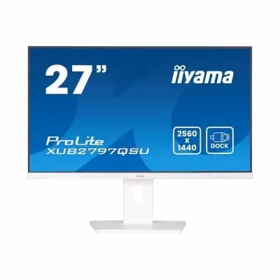 Monitor PC Iiyama Prolite XUB2797QSU-W2 da 27 pollici Quad HD 2560 x 1440 pixel con pannello IPS e connessioni USB-C, HDMI, DisplayPort, colore bianco – 2