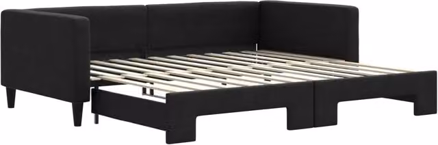 Divano letto | Sof¨¤ letto | Letto singolo Estraibile Nero 100x200 cm in Tessuto