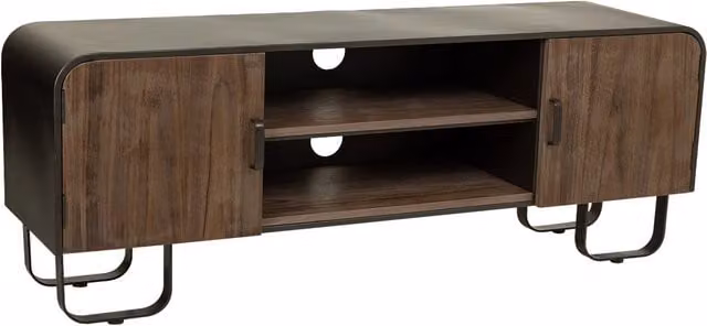 Mobile basso in legno e metallo nero 150x42x58h cm