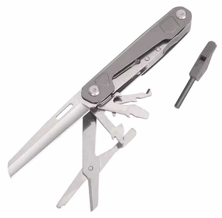 Omgoods - Multitool 9-in-1 - Coltello multiuso in acciaio inossidabile - Forbici - Apribottiglie - Tagliacavi - Compatto e leggero, 134 g - Utensili multifunzione