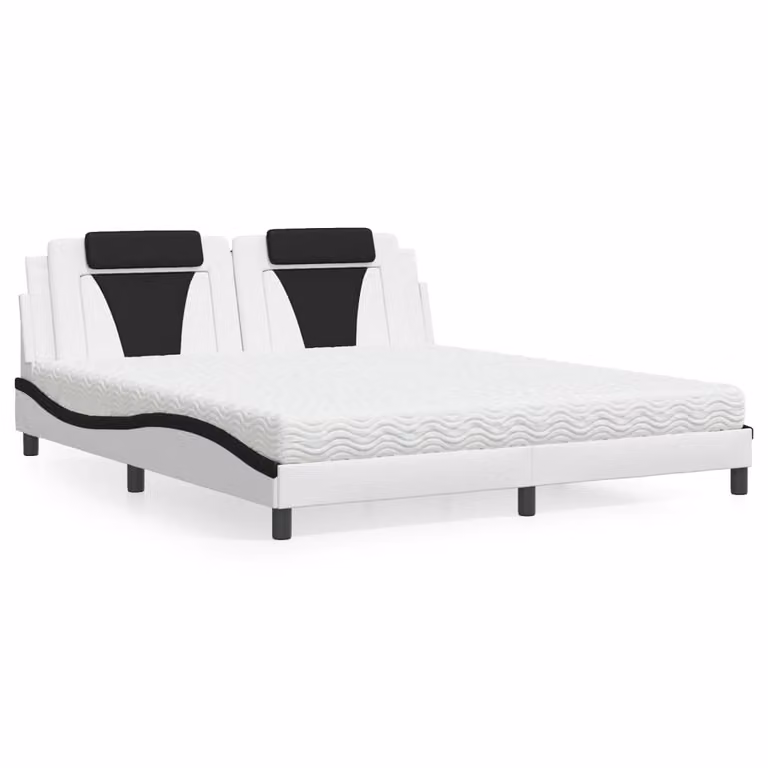 Maison Exclusive - Letto "Viana" con materasso, bianco e nero, 180x200 cm, in ecopelle
