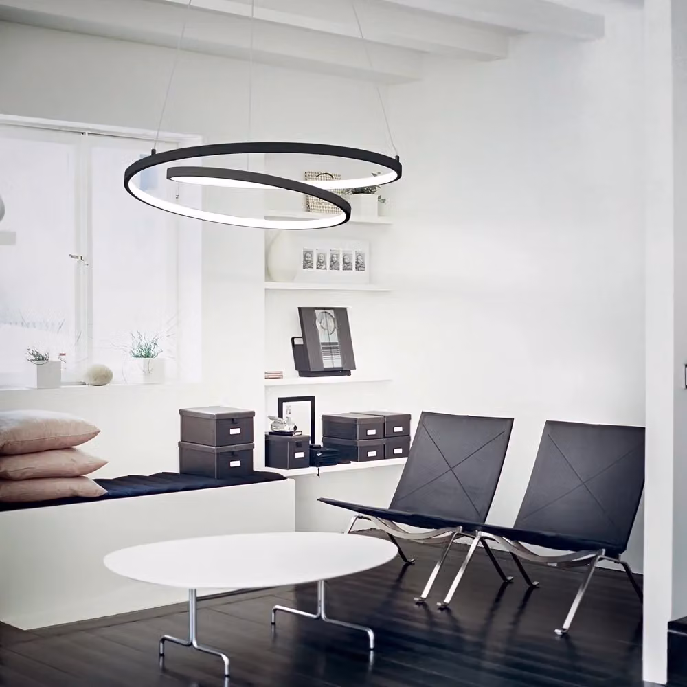 Sospensione Moderna Ideal Lux Oz in Metallo Nero con LED 48W Luce Calda 3000K Diametro: 60 cm – 2
