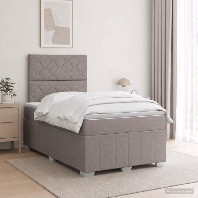 Letto box spring con materasso a molle insacchettate vidaXL colore beige L/P: 120 x 200 cm