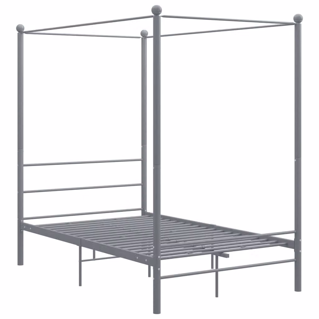 The Living Store letto a baldacchino in metallo grigio 140x200 cm
