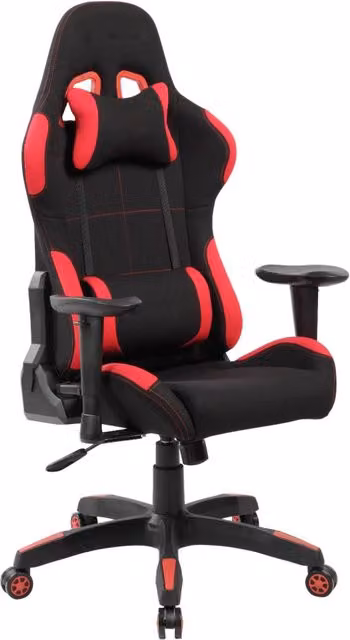 Poltrona gaming girevole con ruote e braccioli nera e rossa Gerep Padin