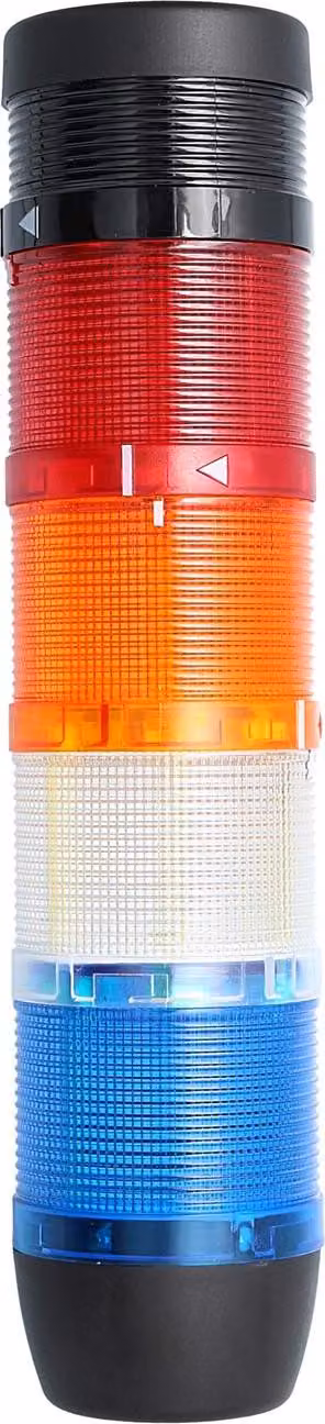 Colonna segnaletica STEX24 blu-bianca-gialla-rossa, 70 mm, 24 V CA/CC, luce lampeggiante a LED con cicalino, SS70-B4/24 107 Volume 90 db - 1