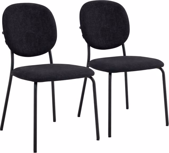 Oviala - Set di 2 sedie in acciaio e tessuto nero