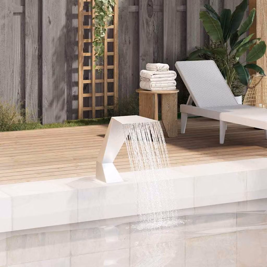 vidaXL Fontana per Piscina in Acciaio Inossidabile e PVC, Argento, L: 64 cm, P: 30 cm, H: 52 cm – 1