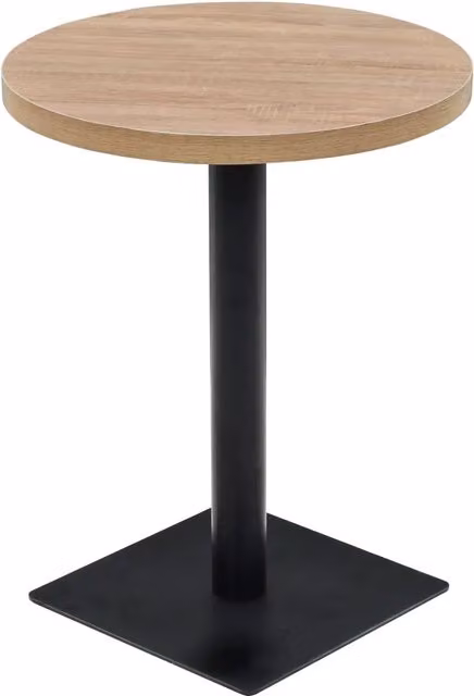 Tavolo Bistrot in MDF e Acciaio Rotondo 60x75 cm Colore Rovere
