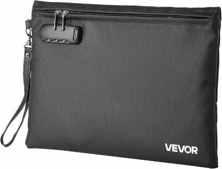 Borsa Portadocumenti Ignifuga e Impermeabile VEVOR con Lucchetto, Colore Nero