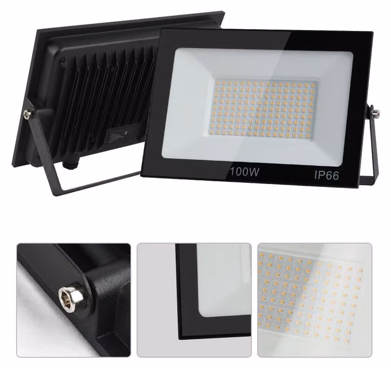 Faretto LED da esterno - 2 x 100 W - Grado di protezione IP66 - 220–240 V - Luce bianca fredda 5500–7000 K - Alluminio - Per uso esterno