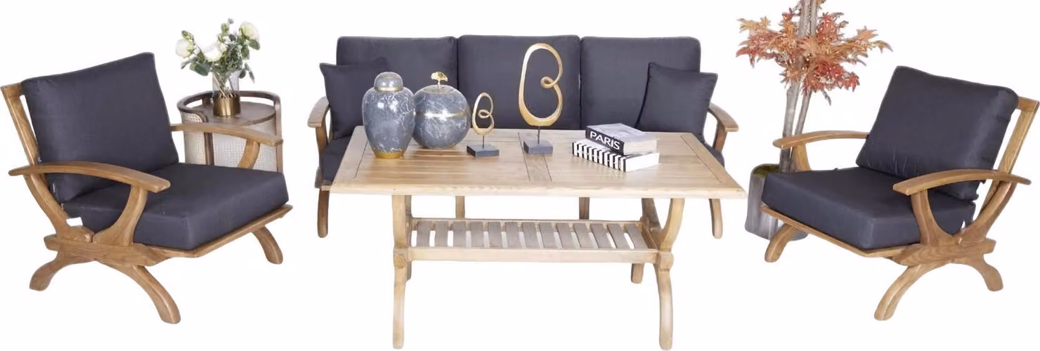Terrassenmöbel Gartenmöbel Sofa Set 3+1+1 Sitzer Holz Esstisch Komplett