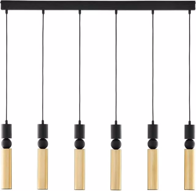 Lampada sospensione ALAS Jupiter 90cm nero-oro 6xGU10