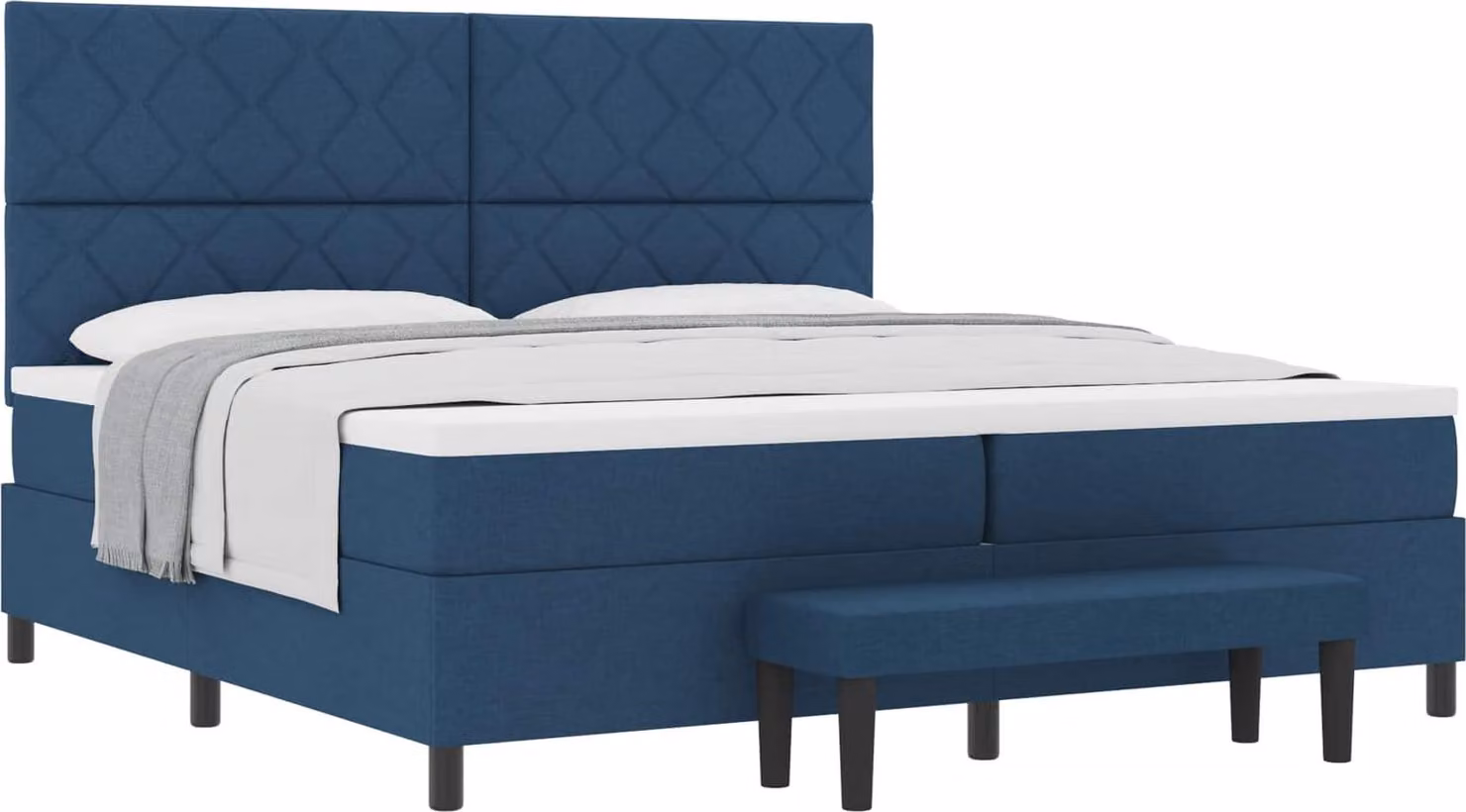 Letto a molle con materasso Blu 200 x 200 cm Tessuto