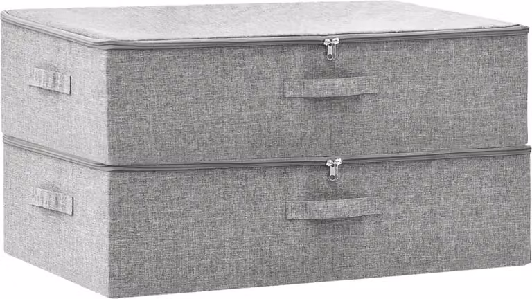 Scatole Portaoggetti 2pz in Tessuto 70x40x18 cm Grigio