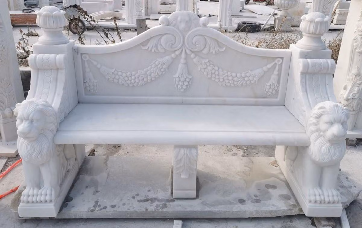 Casa Padrino panchina in marmo barocco bianco 180 cm