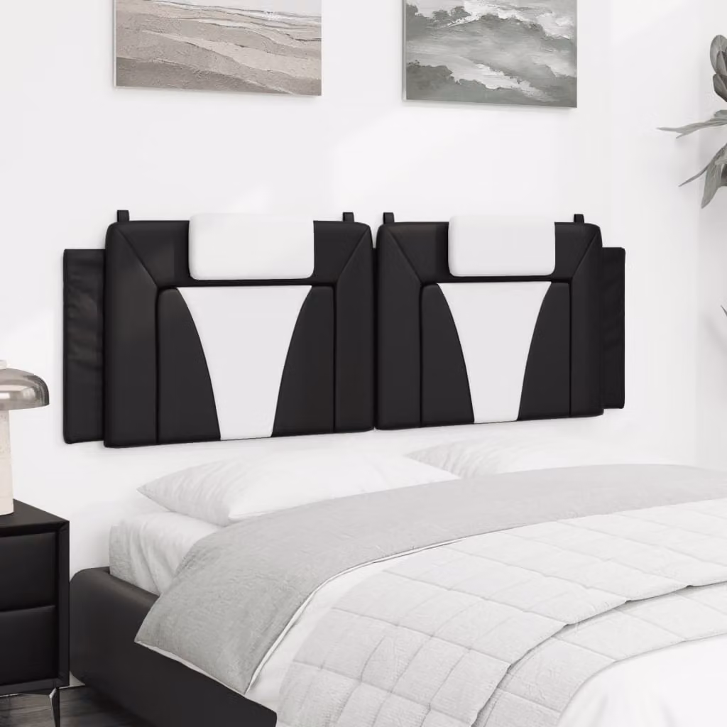 vidaXL Cuscino Testiera Viana in Similpelle Nero e Bianco, Larghezza: 160 cm