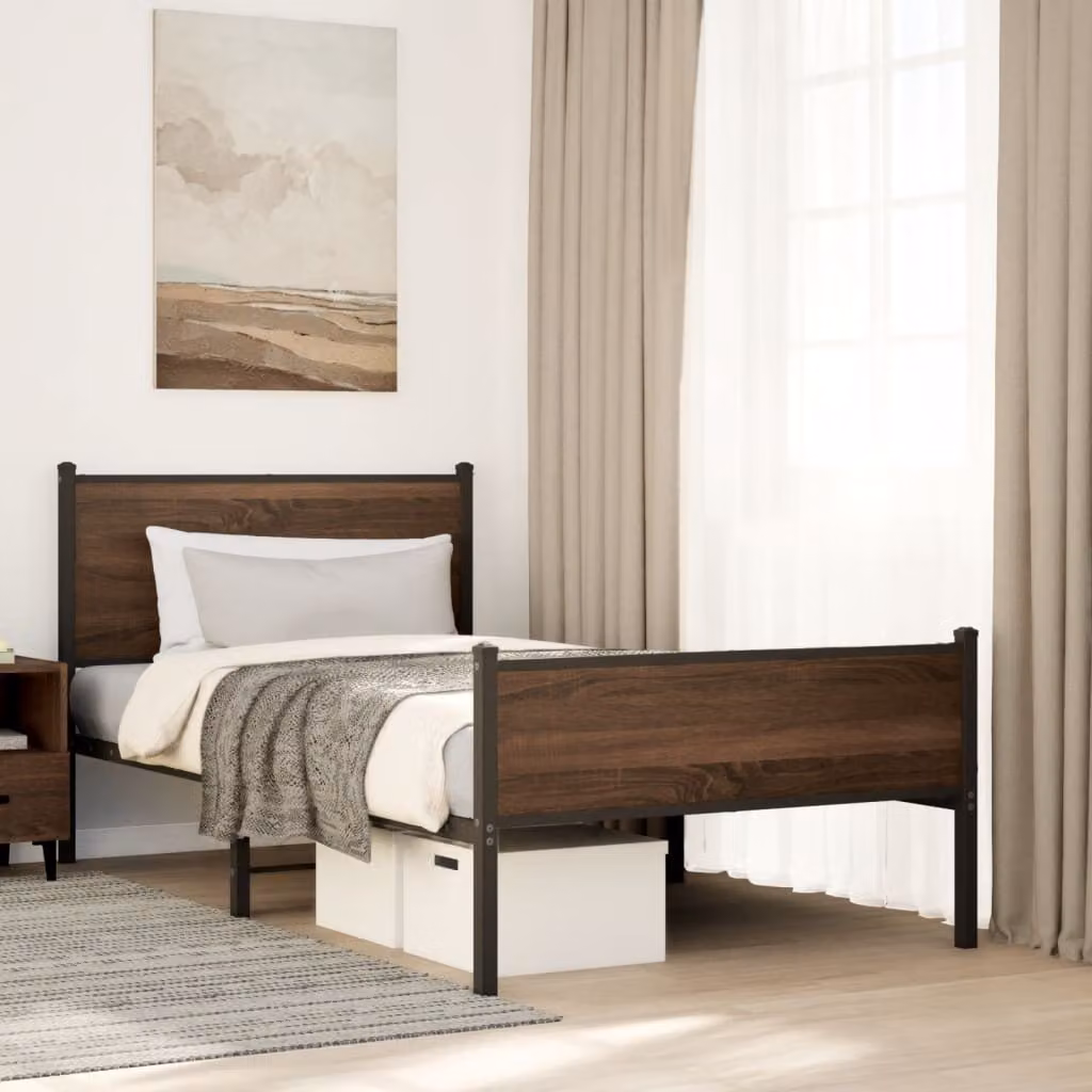 Giroletto in metallo vidaXL senza materasso, colore marrone, L/P/H: 100 x 200 x 91,5 cm