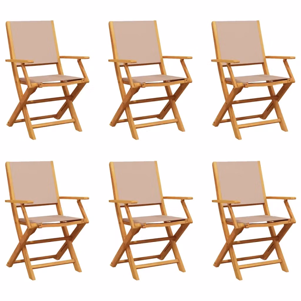 Set di 6 sedie pieghevoli da giardino vidaXL in legno di acacia oliato e tessuto resistente ai raggi UV color beige e grigio – 2