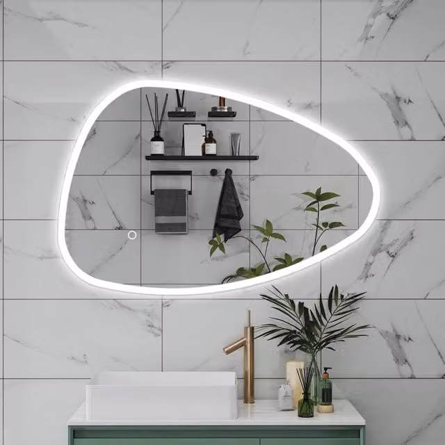 AICA Specchio da bagno 120 x 80 cm, dimmerabile, Funzione Memoria, antiappannamento, 3 colori