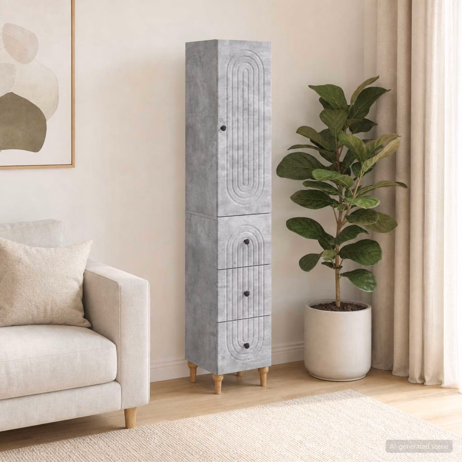 Set di 2 armadi a muro vidaXL in MDF grigio opaco con cassetti interni e ante a battente per soggiorno o giardino L/P/H: 90,0 x 34,5 x 33,0 cm