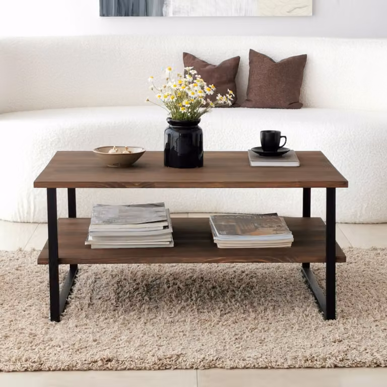 Skye Decor, Neta - Walnut, tavolino, noce, 100% LEGNO DI PINO MASSICCIO, 85 x 60 x 40 cm