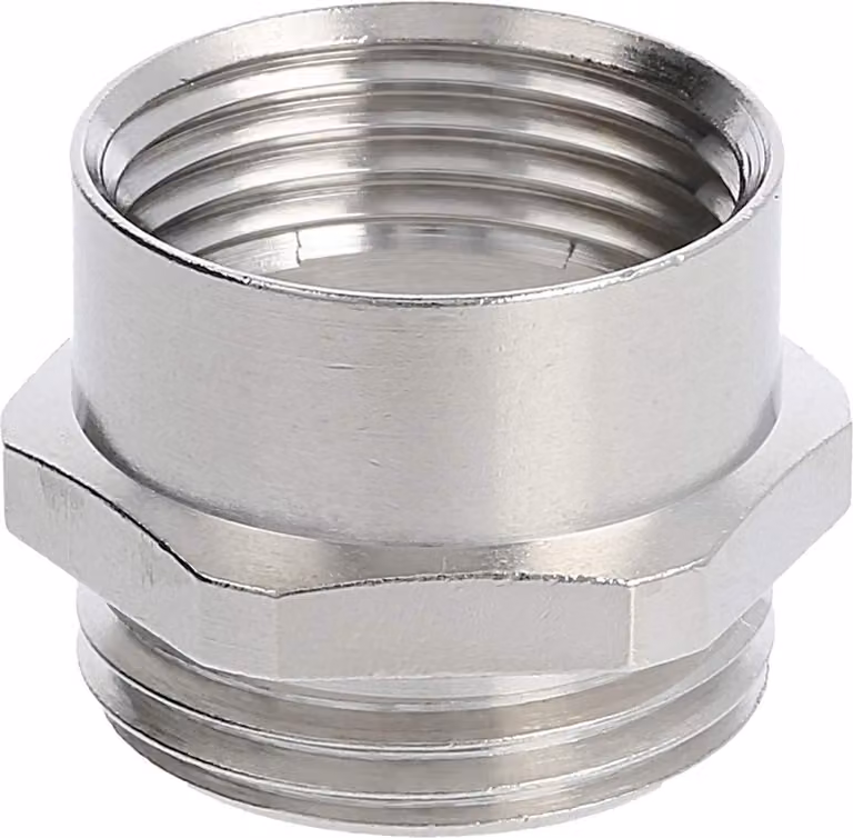 WISKA Adattatore intermedio M/PG da M20x1,5 a PG11x1,41 MMP-M/PG esagonale in ottone (CuZn) nichelato