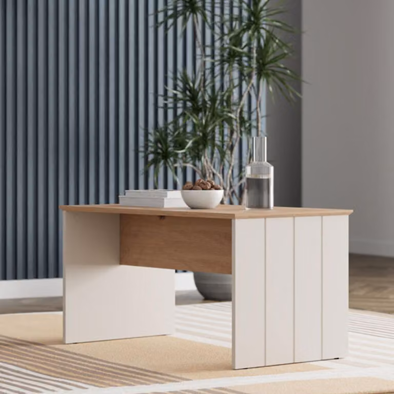 Pecor - Tavolino da Salotto, 90x50x47h cm Marrone Rovere Nodi, Forma Rettangolare