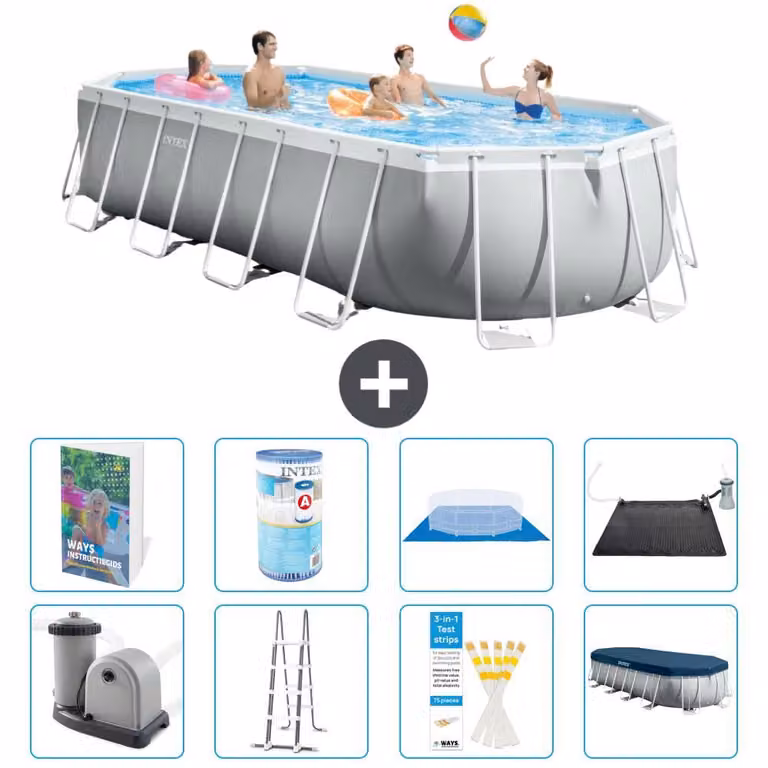 Piscina ovale con struttura Prisma - 610x305x122 cm - 7 pezzi - Modello S619