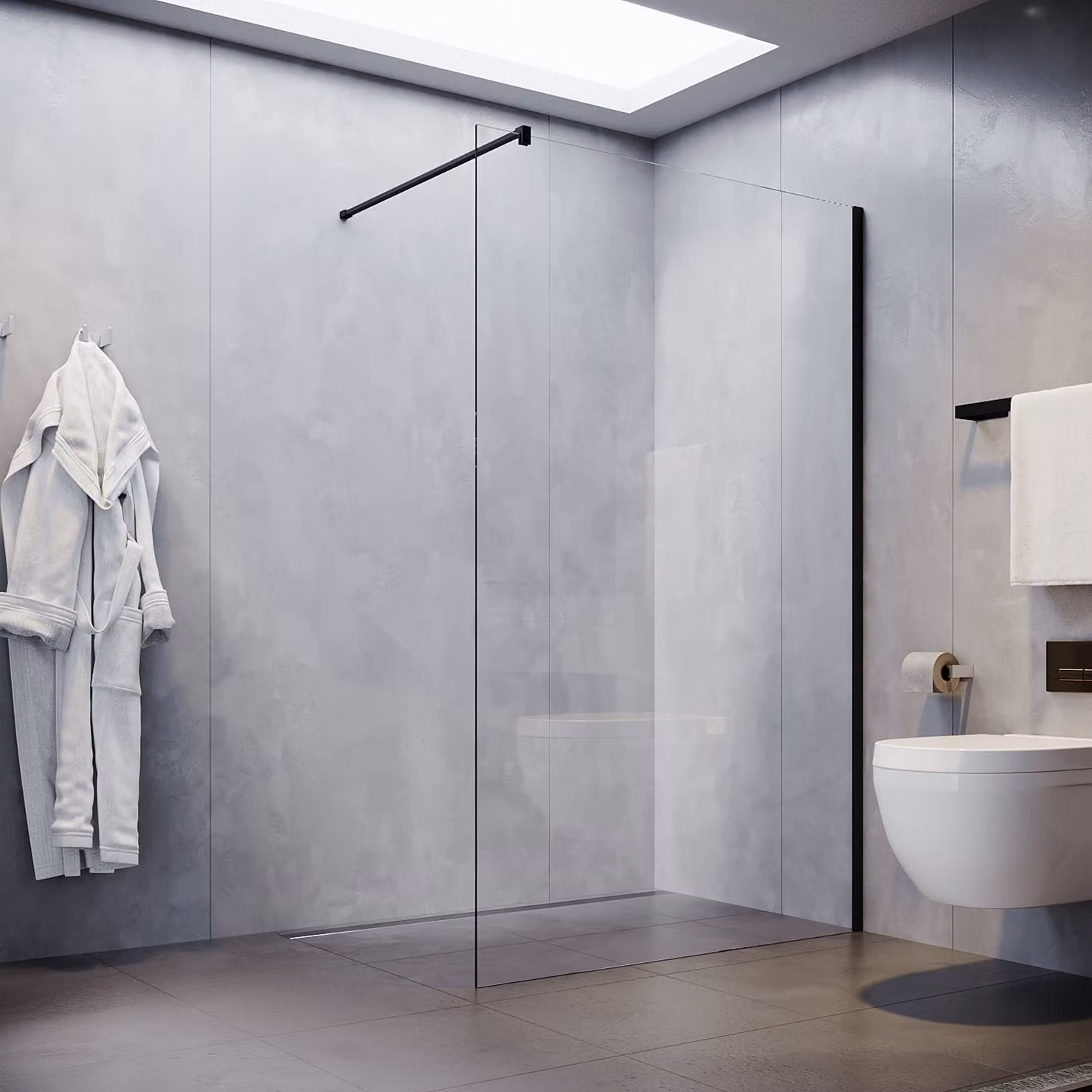 SONNI cabina doccia 100x200cm, nero, cabina doccia a parete doccia 10mm vetro di sicurezza temperato con nano rivestimento, con stabilizzatore