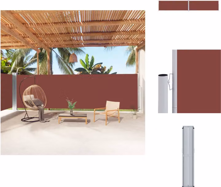 vidaXL Tenda laterale estensibile marrone 180x1000 cm - Ombrelloni e tende da sole