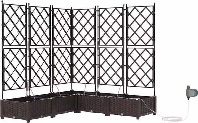 Fioriere | Cassetta per fiori | Vaso da giardino 5 pz Marrone 120 x 120 x 126 cm Plastica