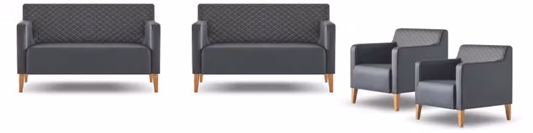 Arbeitszimmer-Set 4tlg 2x S-Sitzer 2x Sessel Schwarz Einfarbig Modern