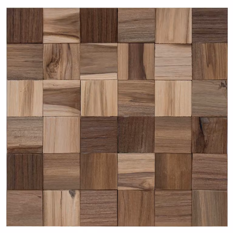Set di 11 pannelli da parete vidaXL in legno effetto teak marrone, L 30 x P 30 x H 2 cm