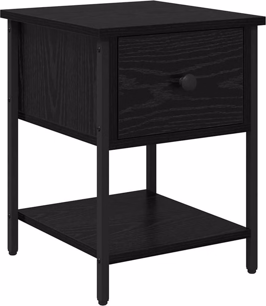 Comodino Rovere Nero 34 x 35,5 x 45 cm Legno multistrato