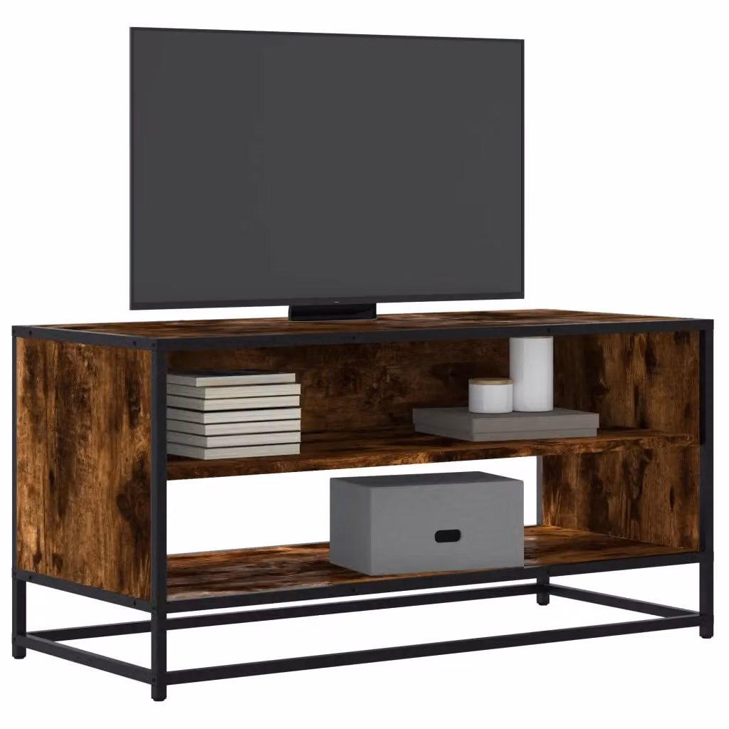Mobile TV vidaXL in stile industriale in legno e metallo, colore marrone, L 91 cm x P 40 cm x H 46 cm