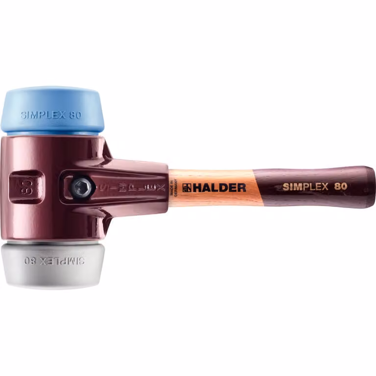 Mazza SIMPLEX soft-face con corpo in ghisa malleabile e manico in legno, Ø 80 / manico 230 mm TPE-mid / TPE-soft