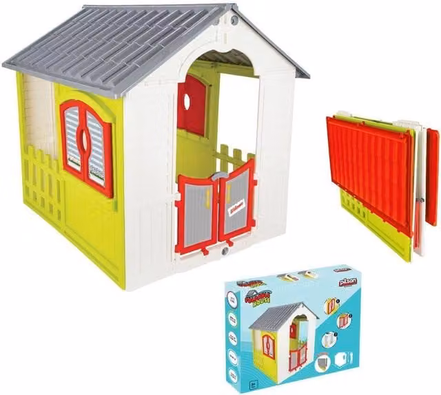 Casetta Cottage Sportone pieghevole salvaspazio per bambini in plastica multicolore per giardino
