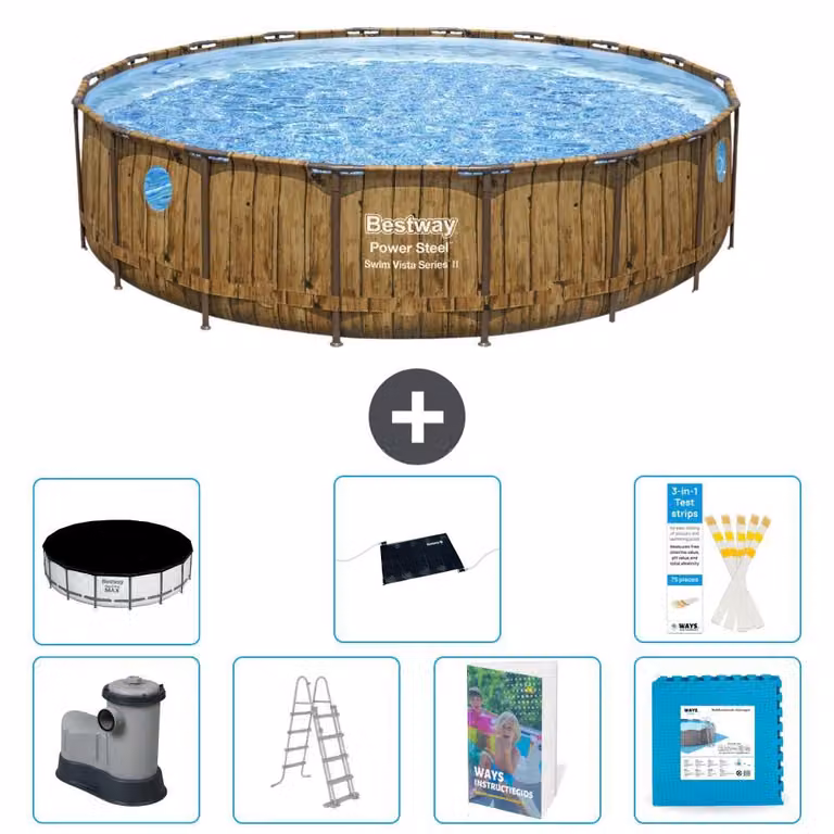 Bestway Power Steel, piscina rotonda - 549x122 cm - composta da 6 parti, modello S621
