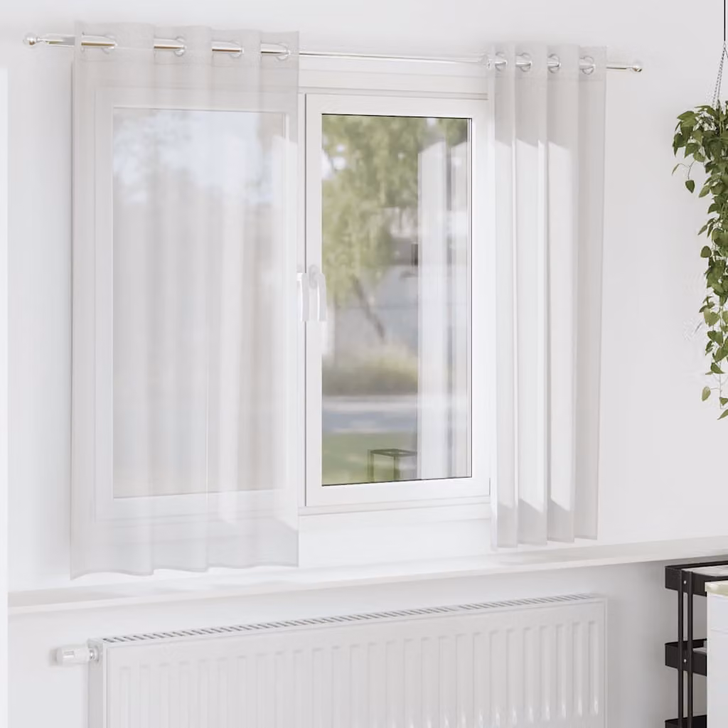 Set di 2 tende in voile semi-trasparenti vidaXL bianche con occhielli, L: 140 cm, H: 175 cm