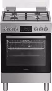 Cucina a gas con forno elettrico a libera installazione Hotpoint Ariston in acciaio inox color argento, L: 60 cm