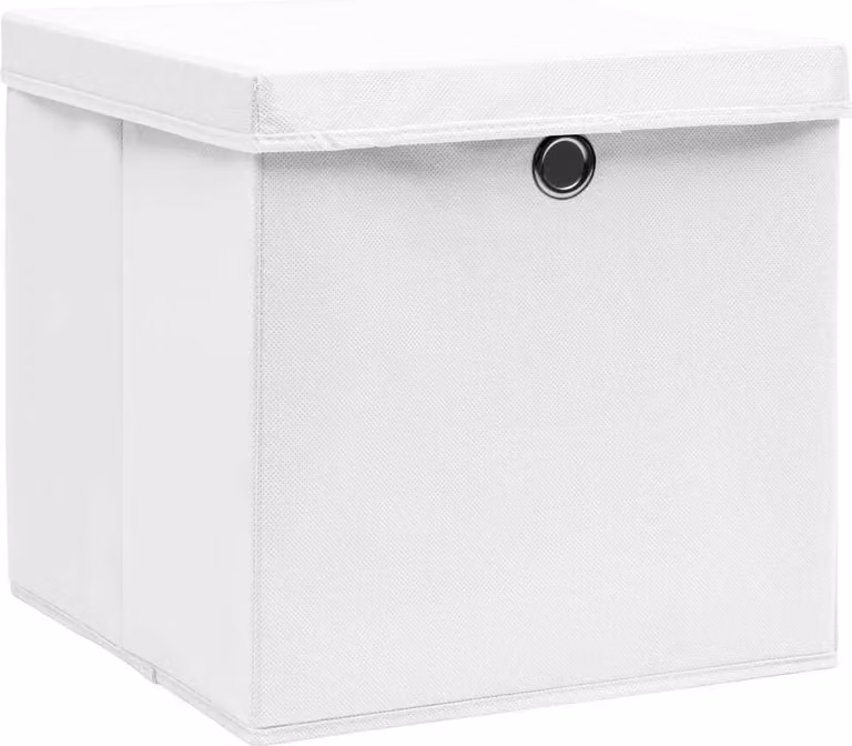 vidaXL Scatole con coperchio 10 pezzi 28x28x28 cm Bianco