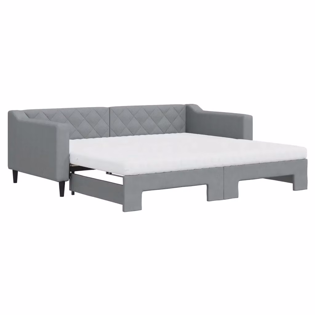 Divano Letto Estraibile vidaXL Grigio con Cassetto, Rivestimento in Tessuto e Imbottitura in Schiuma, L/P/H: 213 x 90 x 67 cm – 2