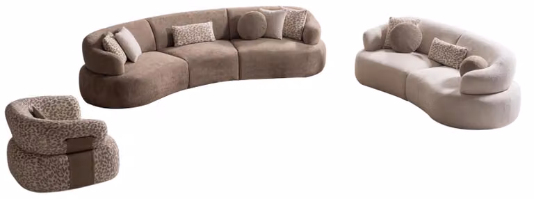 Beige Relax Garnitur Moderne Couchgarnitur Polster Sessel 2x Sofas
