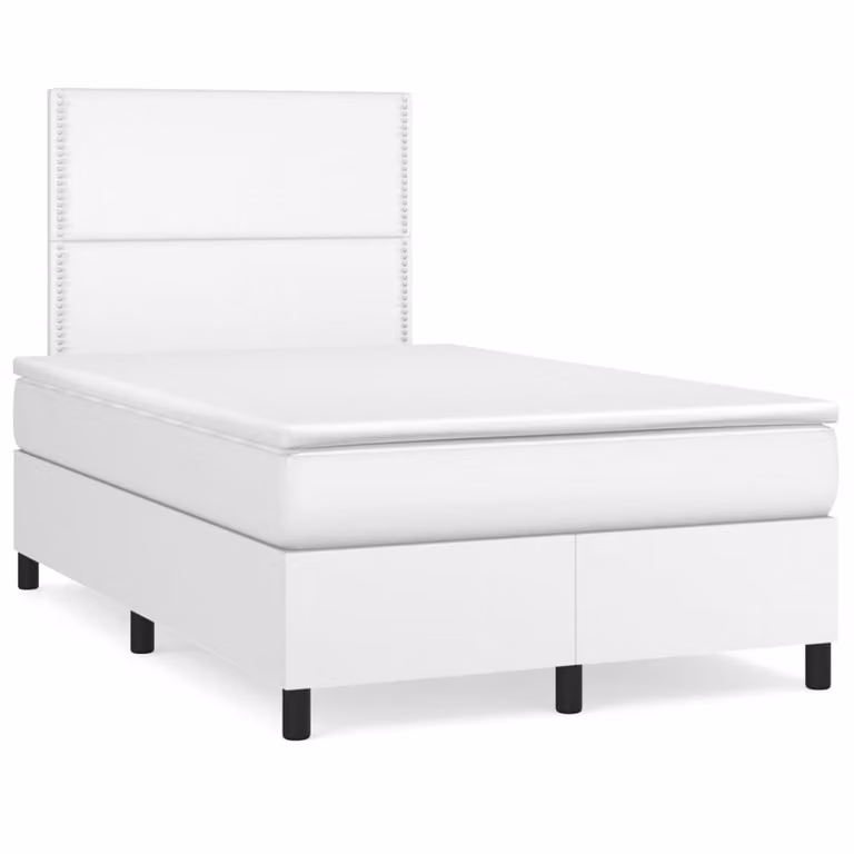 Giroletto a Molle con Materasso Bianco 120x200 cm in Pelle finta