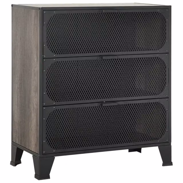Armadio contenitore industriale urbano 72 x 36 x 82 cm con 2 ripiani in metallo grigio 02_0046801