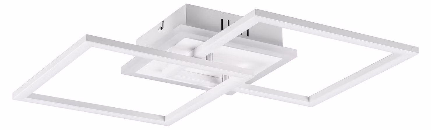 Plafoniera a LED VENIDA quadrata, cromata e bianca, con dimmer a gradini - 57x35 cm