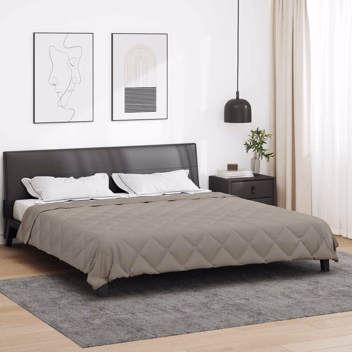 Piumone Completo Annuale vidaXL in Microfibra Grigio, 200 x 220 cm