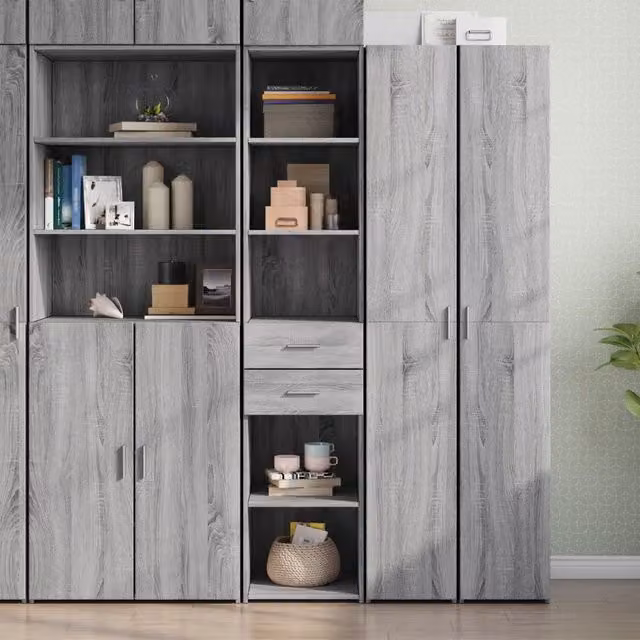 Credenza moderna vidaXL in legno multistrato grigio L: 40 cm, P: 42,5 cm, H: 185 cm