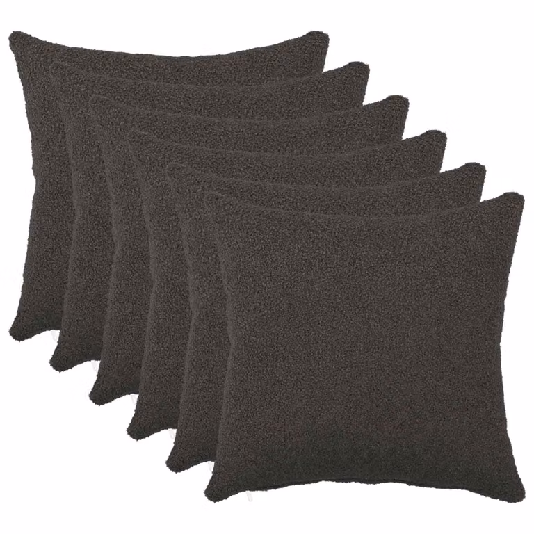 Set di 6 federe vidaXL HEERLEN in tessuto bouclé grigio scuro, 45 x 45 cm